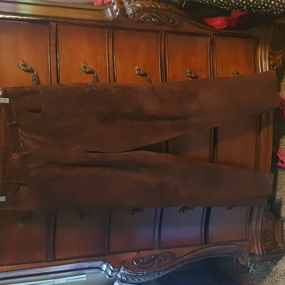 Vtg Ladies Chocolate Brown Suede Pants sz 14 - Picture 1 of 5